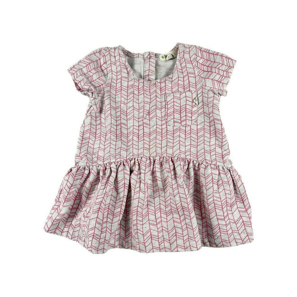 The Bonnie Mob Organic Pink And Gray Dress 6-12 months